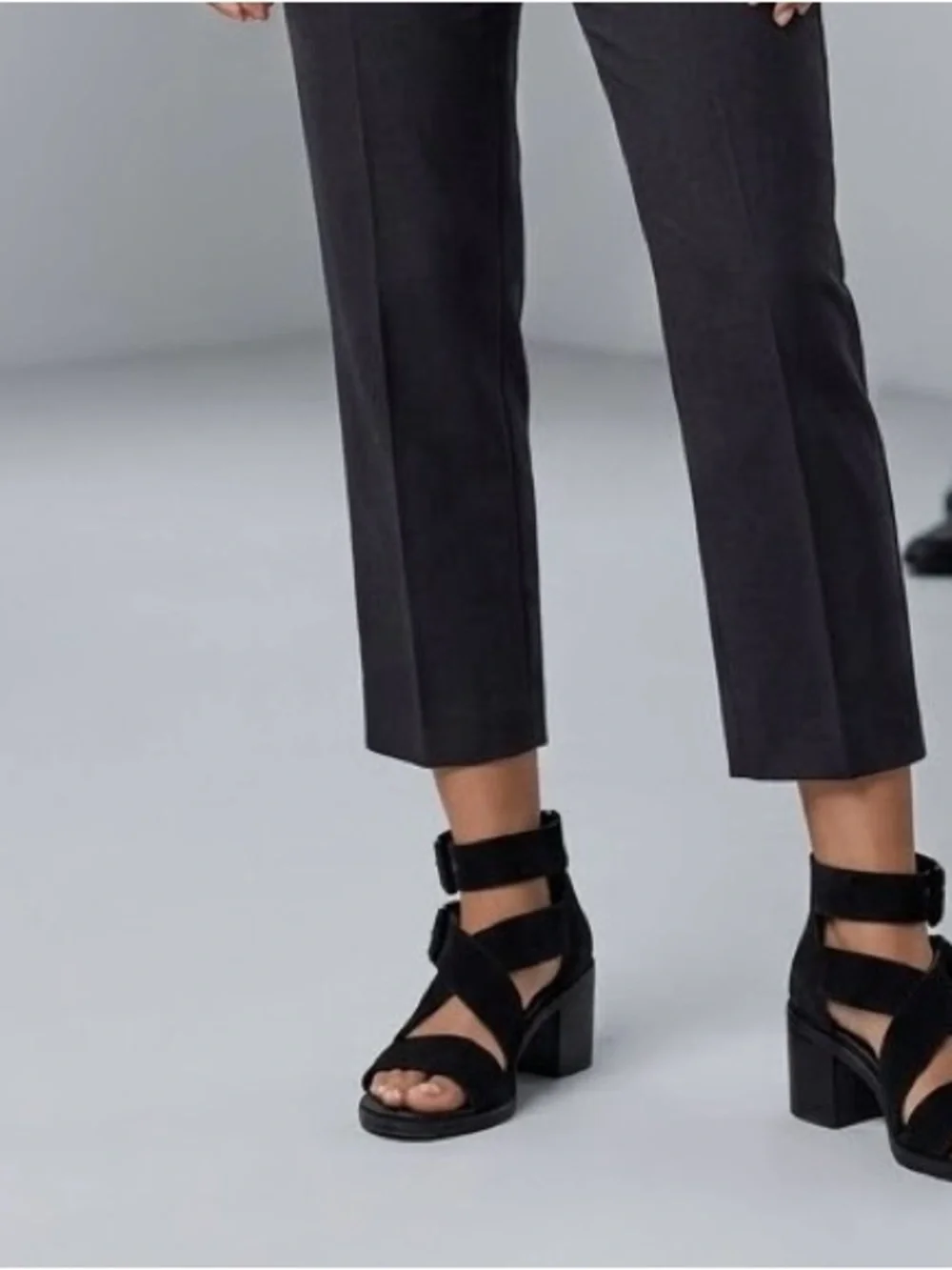rag & bone Black Suede Crisscross Buckle Block Heels